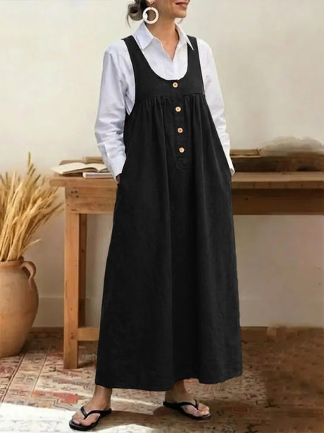 Solid Color Mid-length Slimming Dress