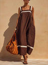 Color-blocked Pocket Midi Dress For Women