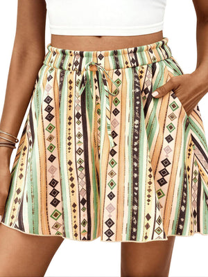 High-waisted Floral Print Loose Casual Shorts