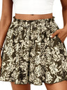 High-waisted Floral Print Loose Casual Shorts