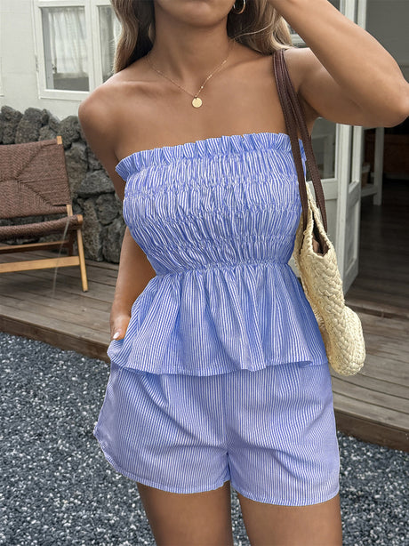 Solid Color Two-piece Women's Clothing With Ruffled Trim