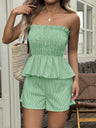 Solid Color Two-piece Women's Clothing With Ruffled Trim
