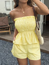 Solid Color Two-piece Women's Clothing With Ruffled Trim