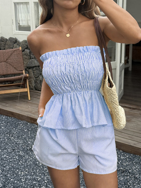 Solid Color Two-piece Women's Clothing With Ruffled Trim