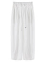 100% Cotton Wide-leg Cropped Trousers With Pockets And No Stretch