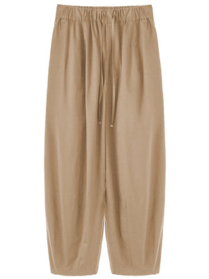100% Cotton Wide-leg Cropped Trousers With Pockets And No Stretch