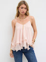 Plain Color Sleeveless Camisole With Ruffles