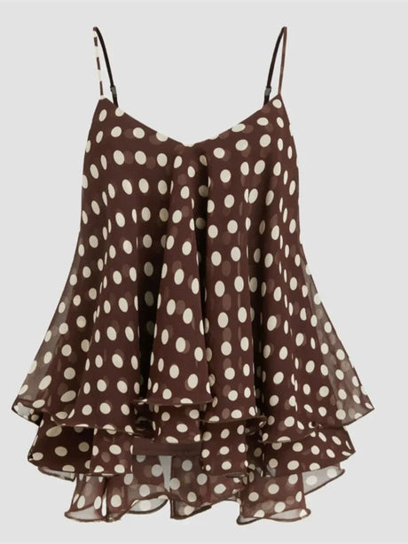Plain Color Sleeveless Camisole With Ruffles