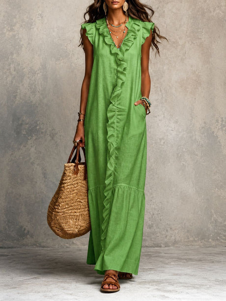 Solid Color Color-blocked Patchwork Versatile Dress