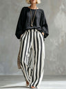 Striped And Plaid Casual Two-piece Set