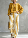 Striped And Plaid Casual Two-piece Set