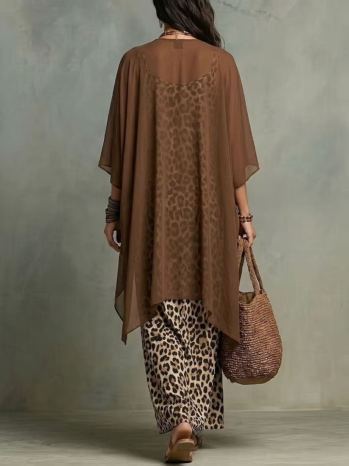Retro Leopard Print Two-piece Set