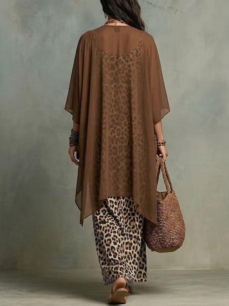 Retro Leopard Print Two-piece Set