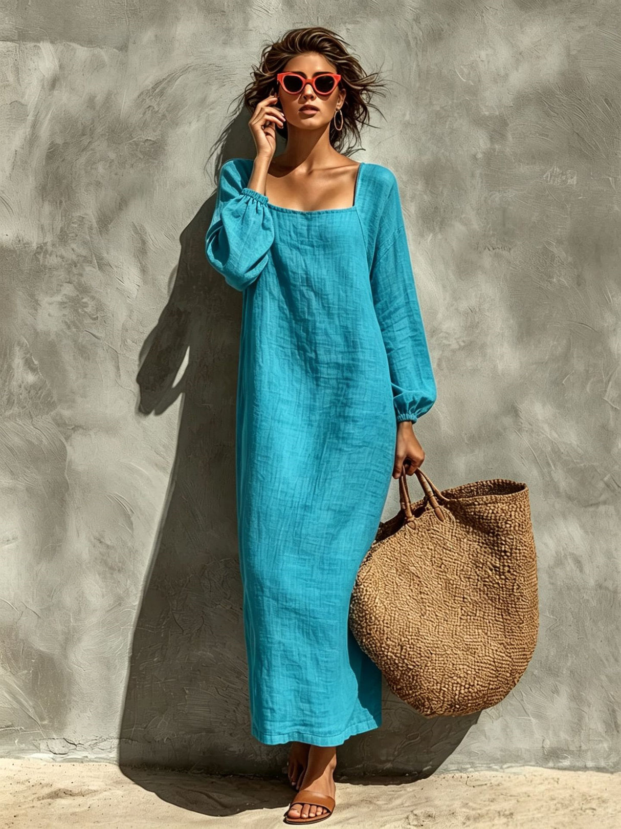 Simple Solid Color Elegant Midi Dress