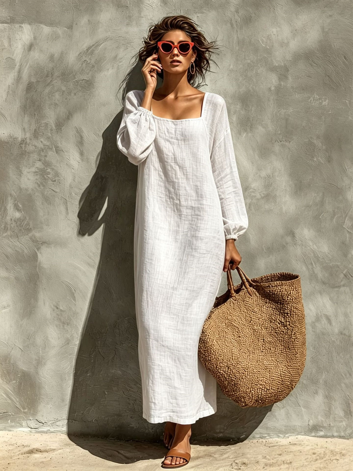 Simple Solid Color Elegant Midi Dress