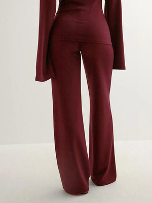 Basic Solid Color Casual Two-piece Set