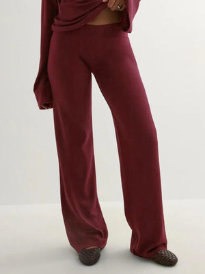 Basic Solid Color Casual Two-piece Set