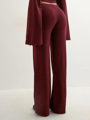 Basic Solid Color Casual Two-piece Set