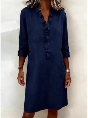 Gentle Style Solid Color Ruffled Dress