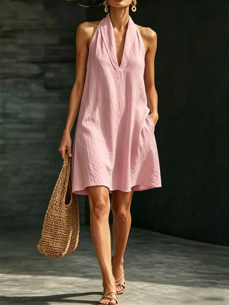 Simple Solid Color Short Dress