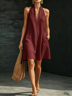 Simple Solid Color Short Dress