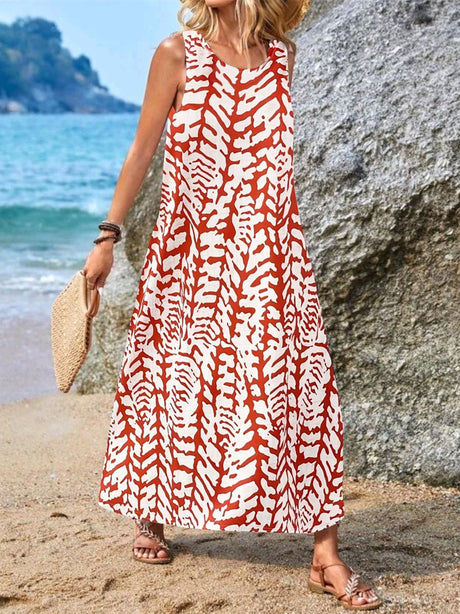 Women's Pocket Floral Print Midi Dress
