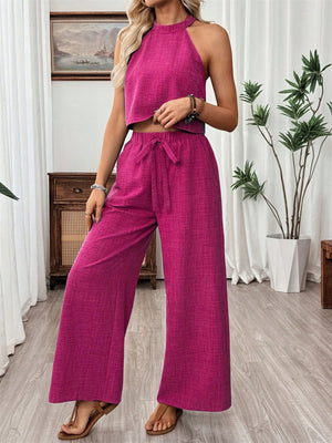 Off-shoulder Solid Color Two-piece Women's Set