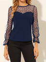 Casual And Versatile Polka Dot Sheer Mesh Top