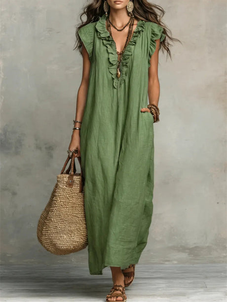 Solid Color Patchwork Dress, Gentle And Simple Long Skirt