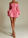 Solid Color Pleated Short Dress