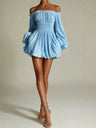 Solid Color Pleated Short Dress