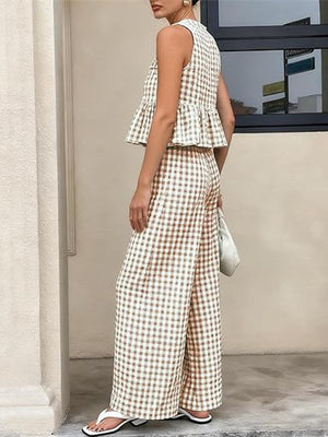 Retro Plaid Casual Suit