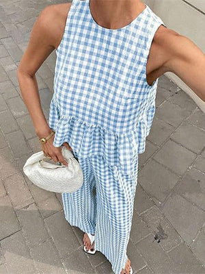 Retro Plaid Casual Suit