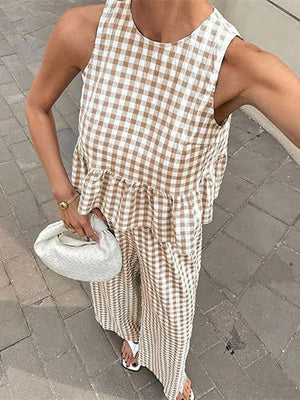 Retro Plaid Casual Suit