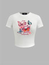 Liber Summer Women's Y2K Hot Girl Print Round Neck Short Sleeve Slim Fit T-Shirt