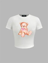Liber Summer Women's Y2K Hot Girl Print Round Neck Short Sleeve Slim Fit T-Shirt