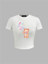 Liber Summer Women's Y2K Hot Girl Print Round Neck Short Sleeve Slim Fit T-Shirt