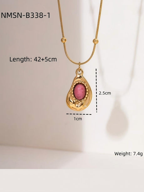 Pink Oval Pendant Necklace