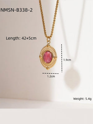 Pink Oval Pendant Necklace