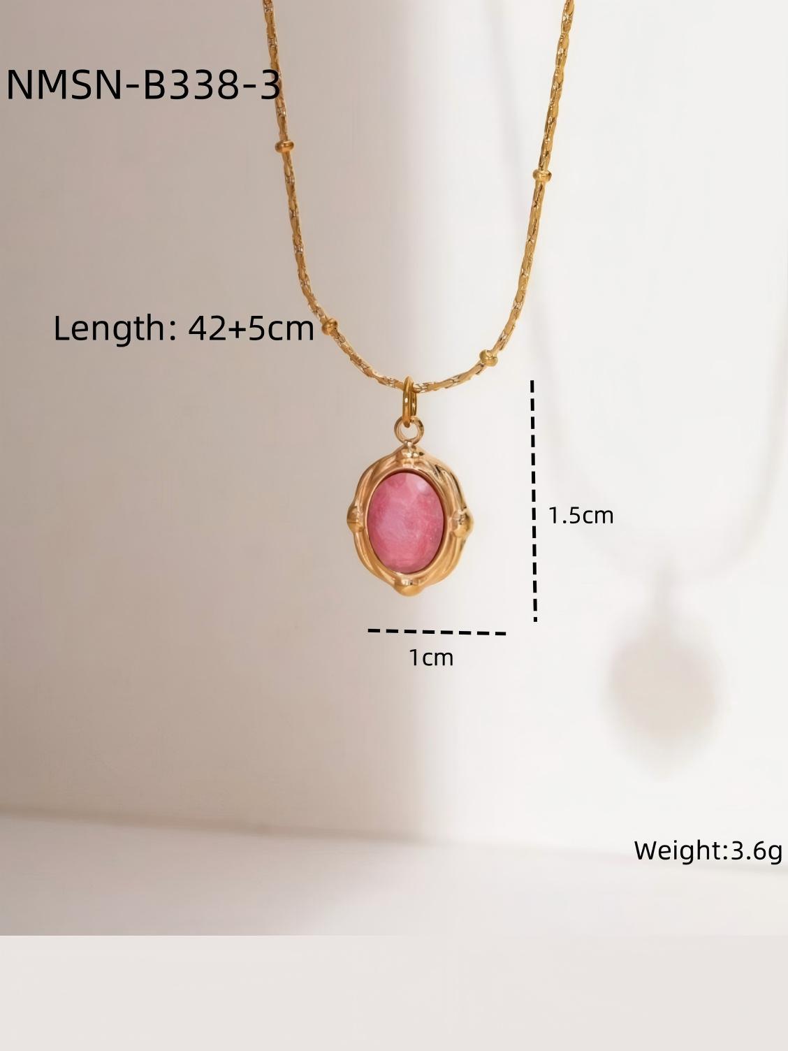 Pink Oval Pendant Necklace