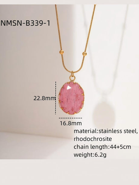 Pink Oval Pendant Necklace