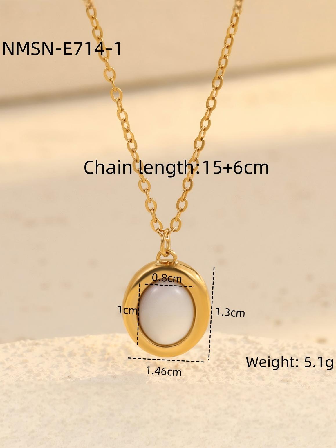Gold Pearl Oval Pendant Necklace
