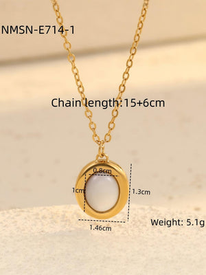 Gold Pearl Oval Pendant Necklace
