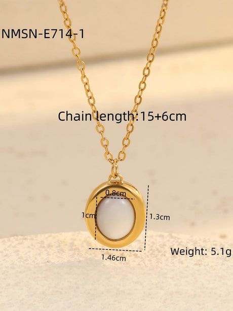 Gold Pearl Oval Pendant Necklace