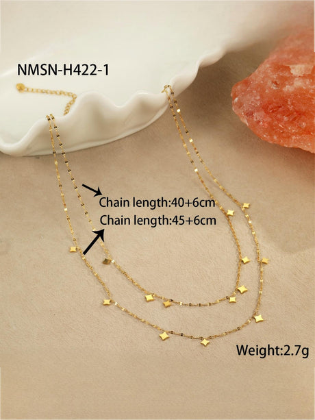 Double Geometric Pendant Chain Necklace