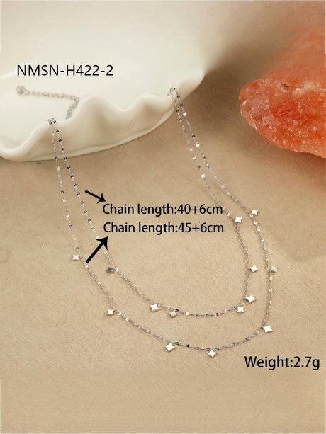 Double Geometric Pendant Chain Necklace