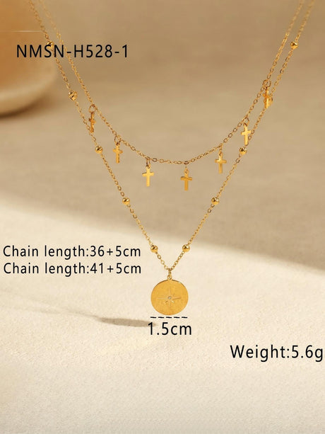 Cross Round Pendant Necklace