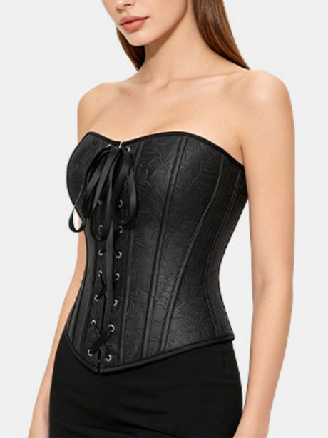 Leather Tie-waist Boning Tube Top