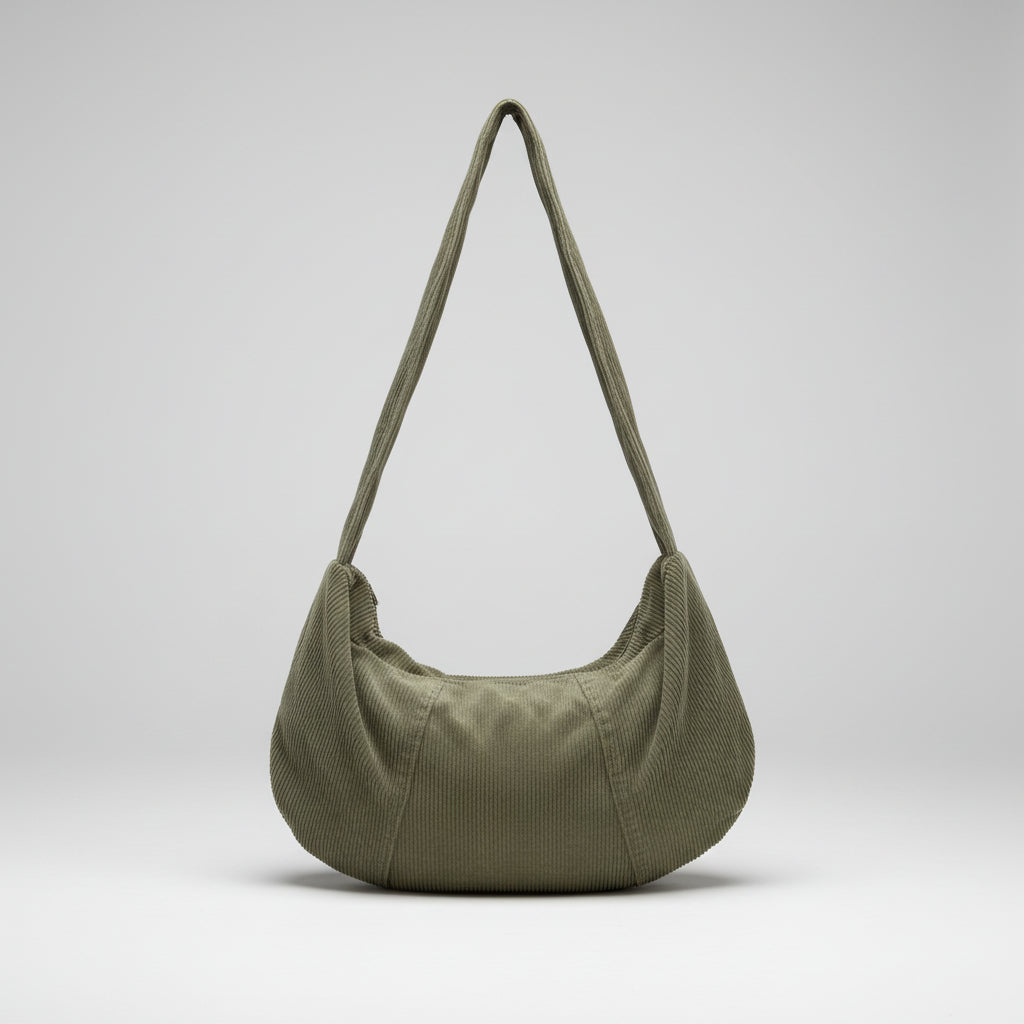 Gestreifte Cord-Umhängetasche