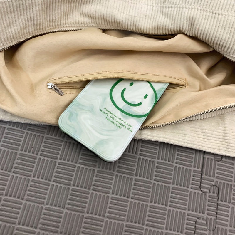 Gestreifte Cord-Umhängetasche